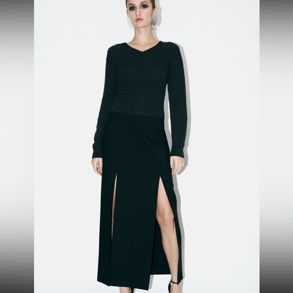 Zara 100% wool slit skirt ZW collection 2024, high waist, premium quality - Picture 13 of 14